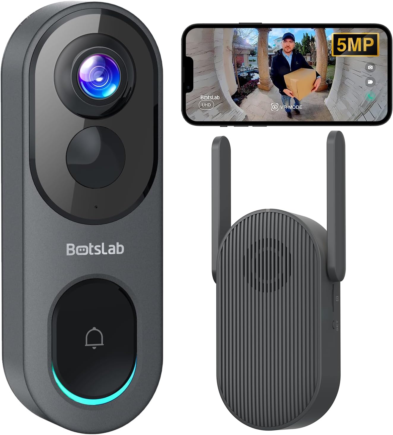 BOTSLAB 5MP Wireless Video Doorbell Camera