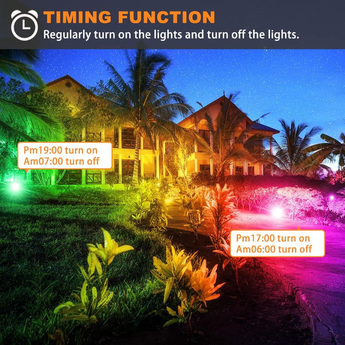MELPO LED Flood Light Outdoor 800W Equivalent 8000LM Smart RGB Landscape Lighting with APP Control