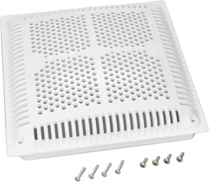 Hayward WGX1032BHF2 12-Inch White High Flow Square Drain Cover with Inner Frame