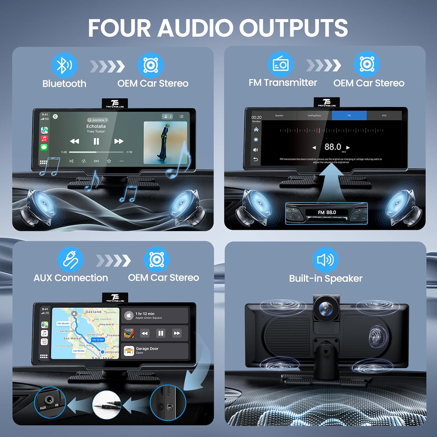 TECXERLLON 10.26'' Wireless CarPlay Screen