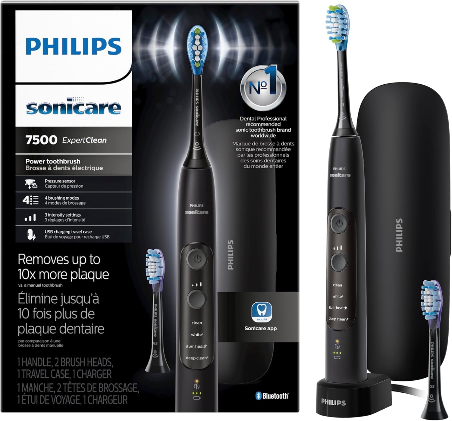 Philips Sonicare ExpertClean 7500 Black Rechargeable Electric Toothbrush