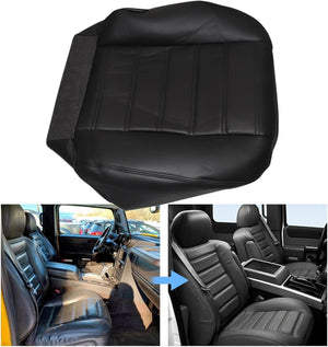 SecosAutoparts Driver & Passenger Bottom Leather Seat Cover Black for Hummer H2 2003-2007