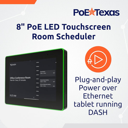 PoE Texas 8-Inch Touchscreen Conference Room Scheduler Tablet