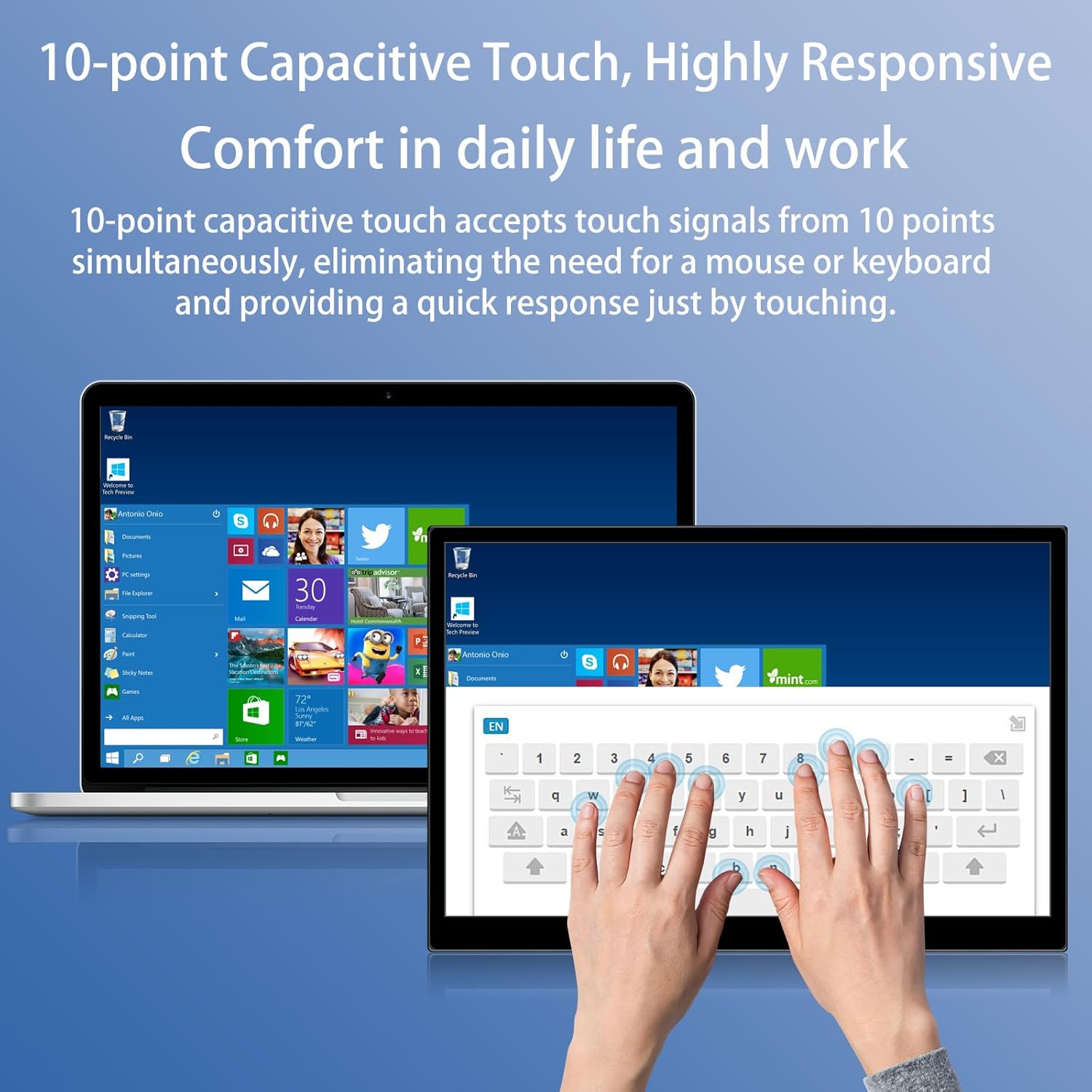 Pisichen 16-Inch Portable Touchscreen Monitor