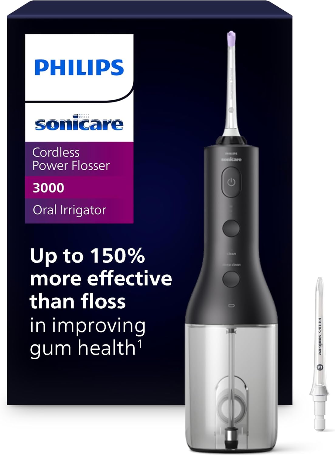Philips Sonicare Cordless Power Flosser 3000 – Advanced Oral Irrigator with Quad Stream Technology