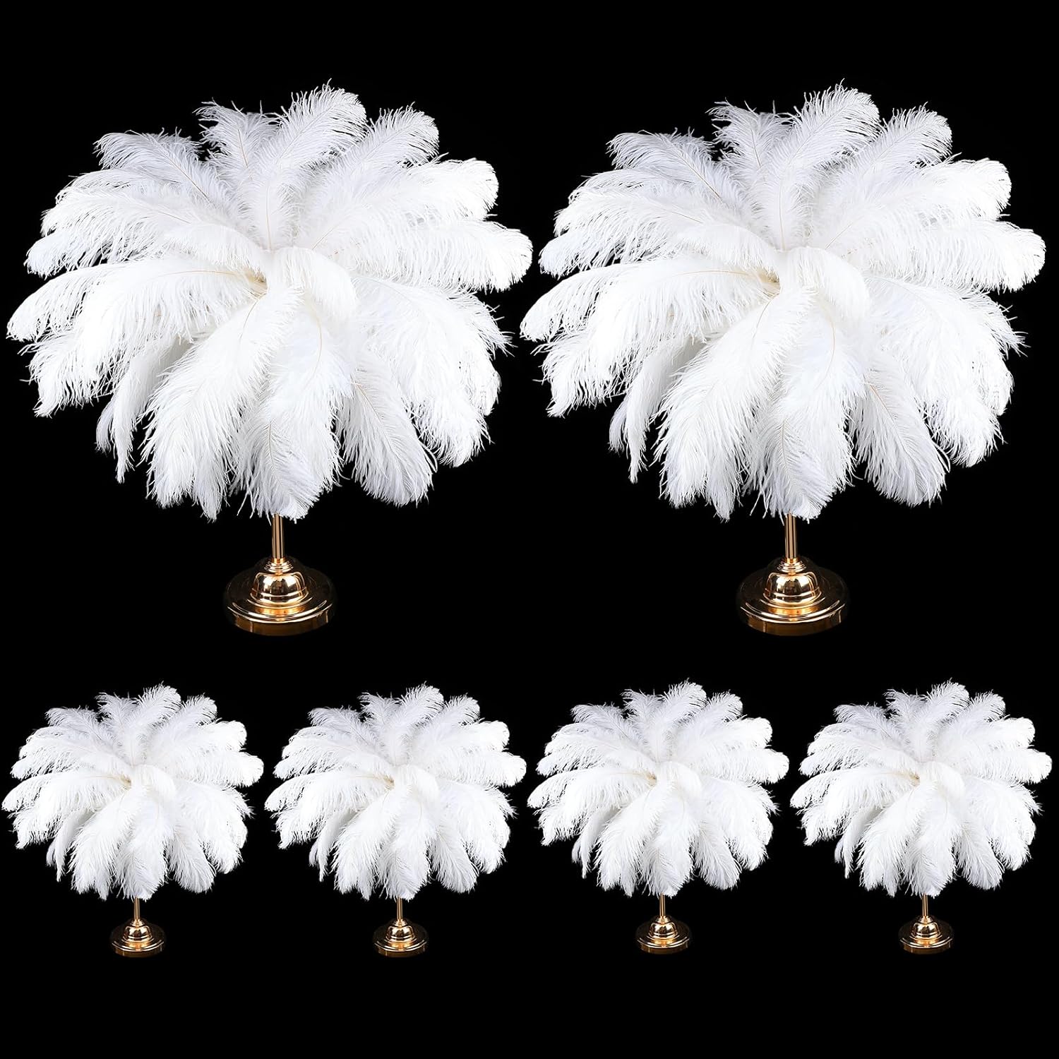 XunYee 100 Pcs Large Natural Ostrich Feathers Plumes Bulk for Centerpiece 16-18 Inch (40-45 Cm) Feathers for DIY Crafts Christmas Wedding Masquerade Party Decorations (White)