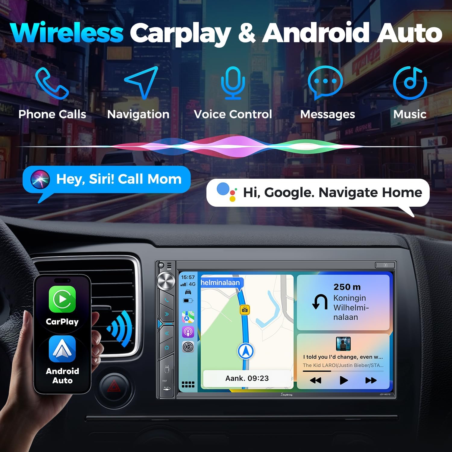 SJoyBring Wireless Double Din Car Stereo