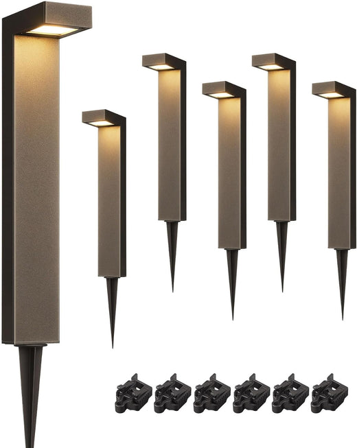 EDISHINE Low Voltage Landscape Lighting 3.2W 3000K 6-Pack – Durable LED Pathway Lights