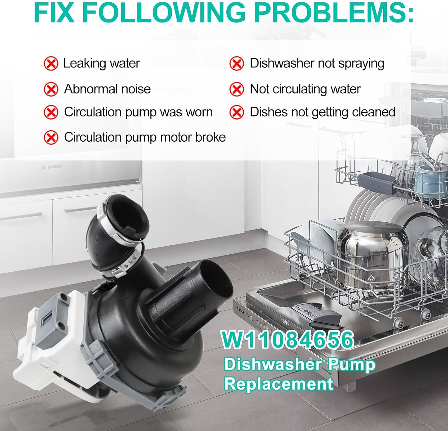Upgraded W11084656 Circulation Pump for Whirlpool