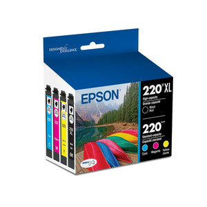 Epson DURABrite Ultra 220XL/220 High Yield Black and Standard Color Cyan Magenta Yellow Cartridge Combo Pack
