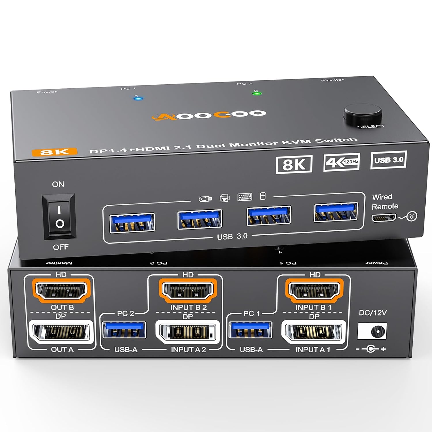 AOOCOO Dual Monitor KVM Switch