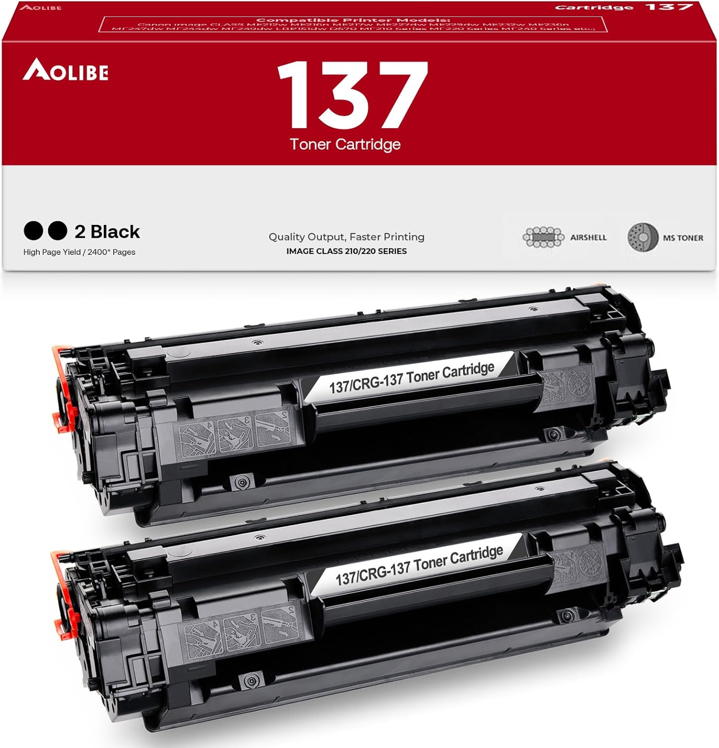 AOLIBE 137 Compatible Black Toner Cartridge Replacement for Canon 137 – 2 Pack