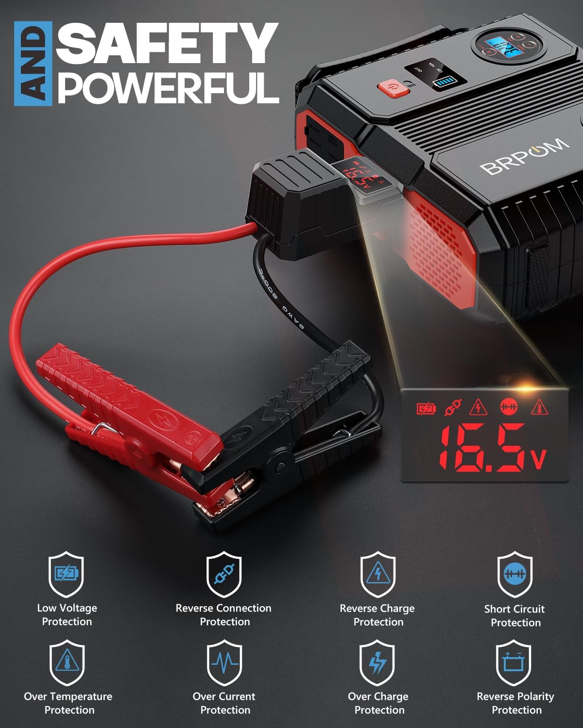 BRPOM Car Jump Starter with Air Compressor