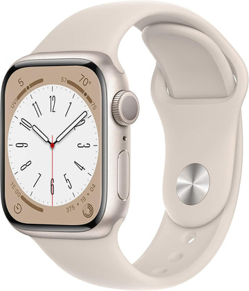 Apple Watch Series 8 GPS 41MM Starlight Aluminum Case with Starlight Sport Band M/L Renewed Premium