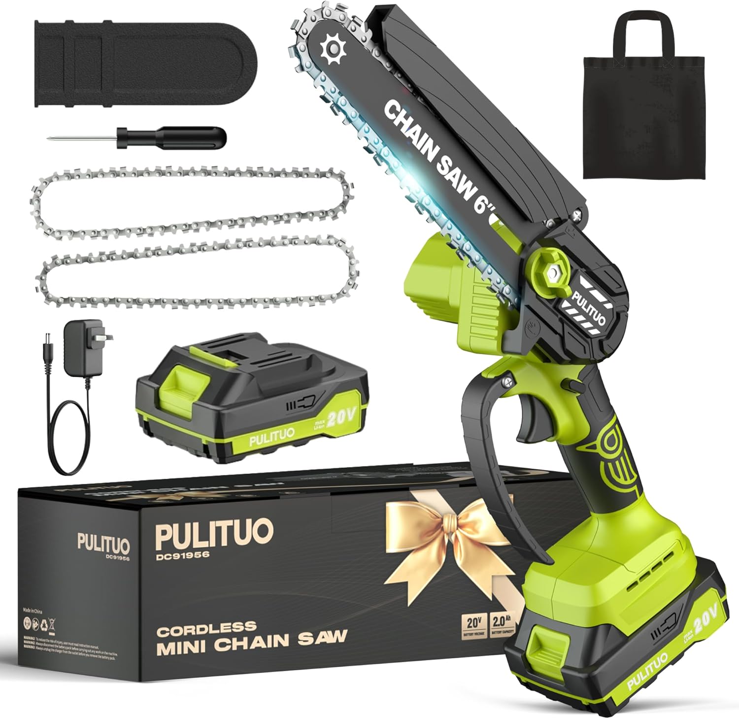 PULITUO Mini Chainsaw Cordless 6-Inch Electric Chainsaw