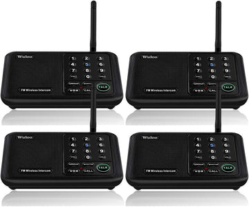 Wuloo Intercoms Wireless for Home 5280 Feet Range 10 Channel 3 Code, Wireless Intercom System for Home House Business Office, Room to Room Intercom, Home Communication System (4 Units Set, Black)