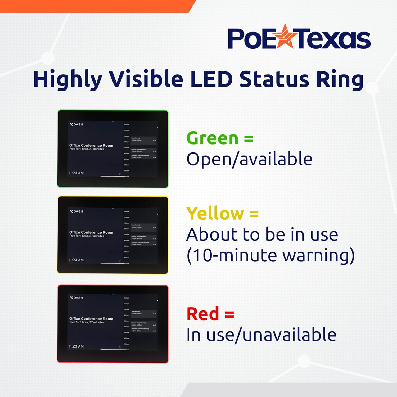 PoE Texas 8-Inch Touchscreen Conference Room Scheduler Tablet