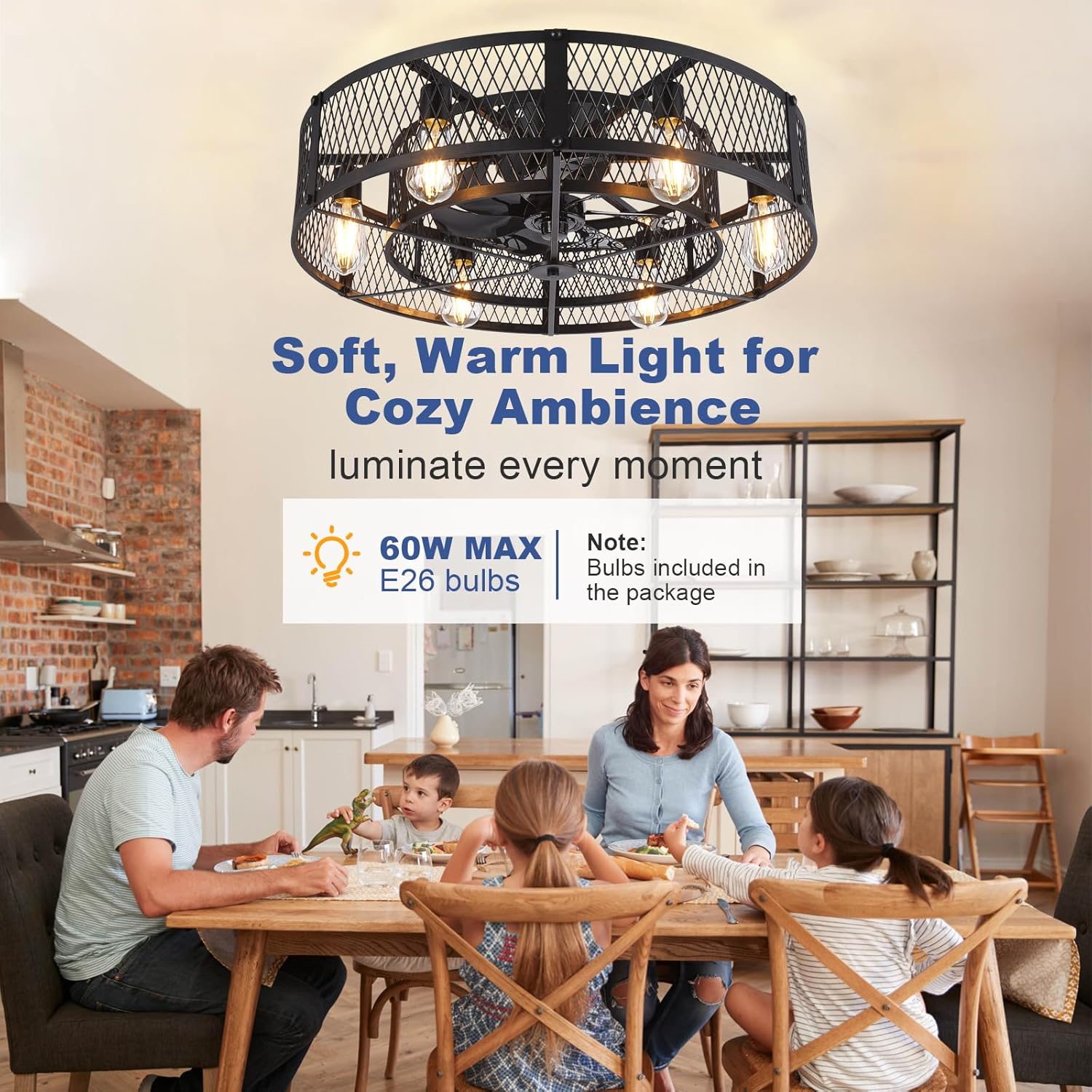 BvenuBigLite Caged Ceiling Fan with Light