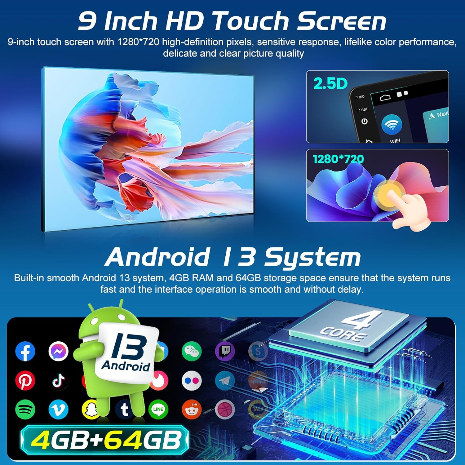 9-inch HD touchscreen car stereo for Mazda CX-7