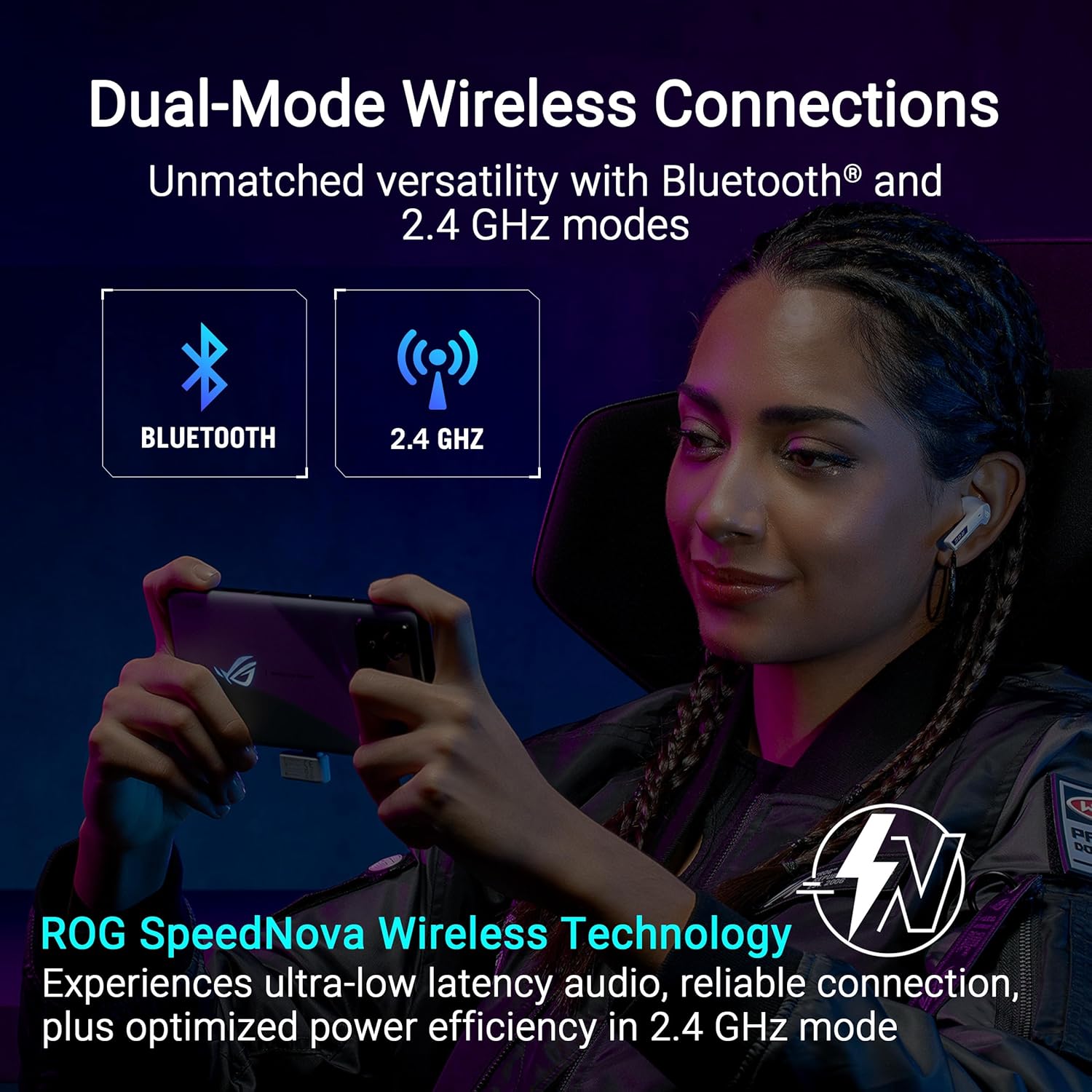 ASUS ROG Cetra True Wireless Gaming Headphones with accessories