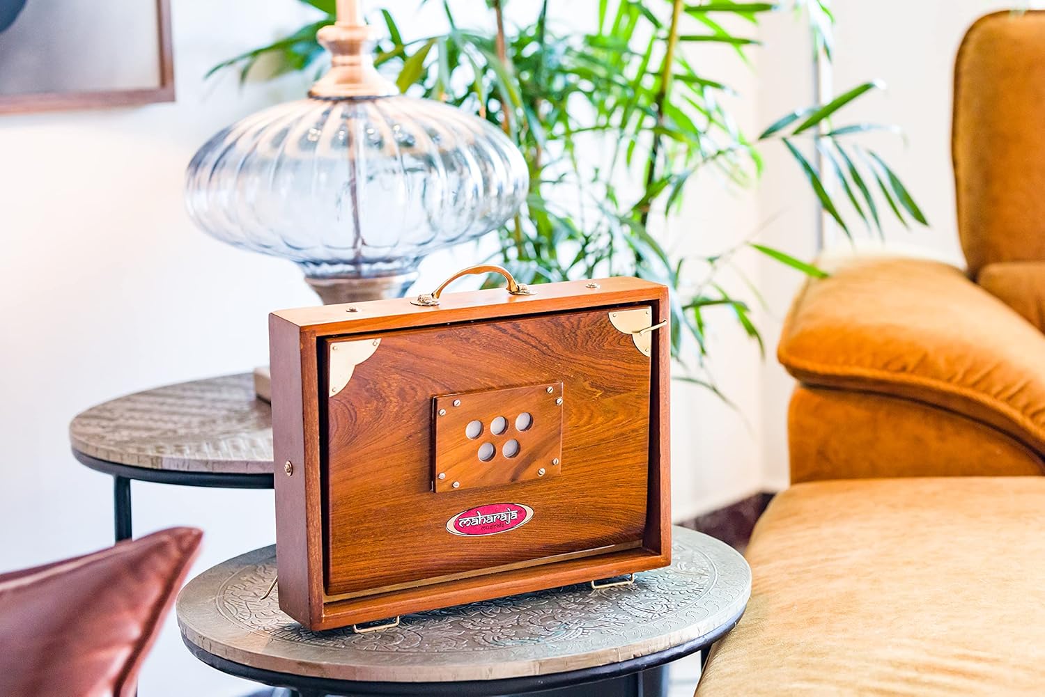 Shruti Box Maharaja Premium Teak Wood Brass 12x9x3 Inch