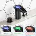 LED Bathroom Faucet 3 Hole Waterfall Sink Faucet with LED Light