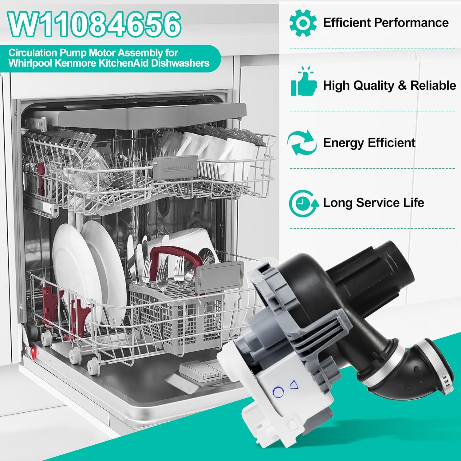 Upgraded W11084656 Circulation Pump for Whirlpool