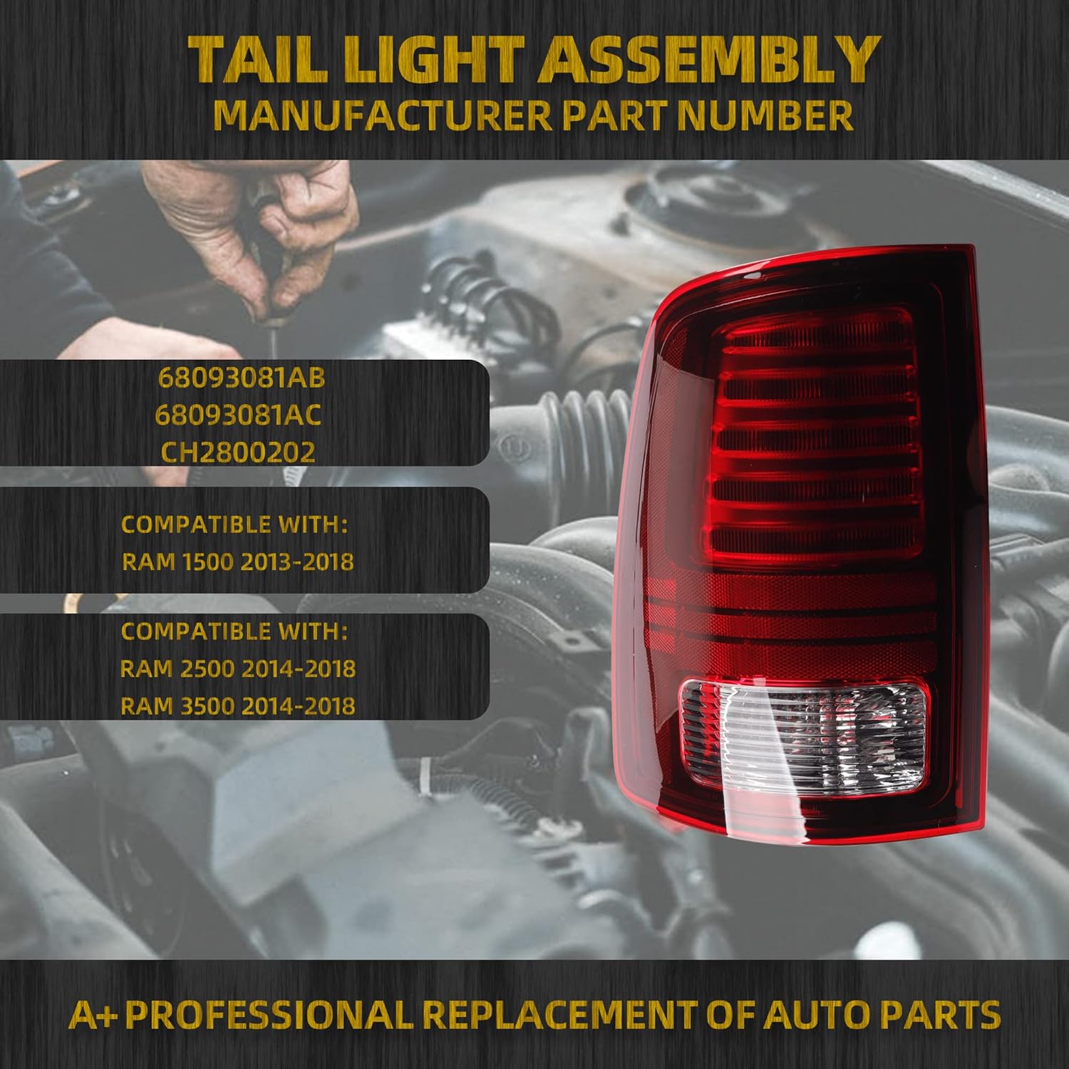 Dasbecan LED Tail Lights Assembly for RAM 1500 2013-2018