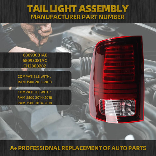 Dasbecan LED Tail Lights Assembly for RAM 1500 2013-2018