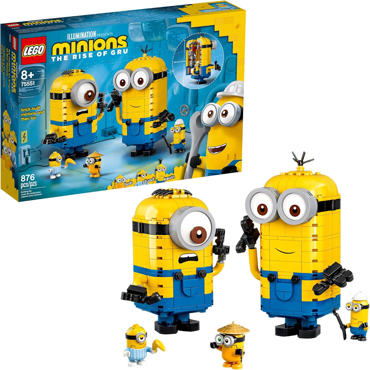 Lego Minions: The Rise of Gru: Brick-Built Minions and Their Lair (75551) Building Set for Kids (876 Pieces)