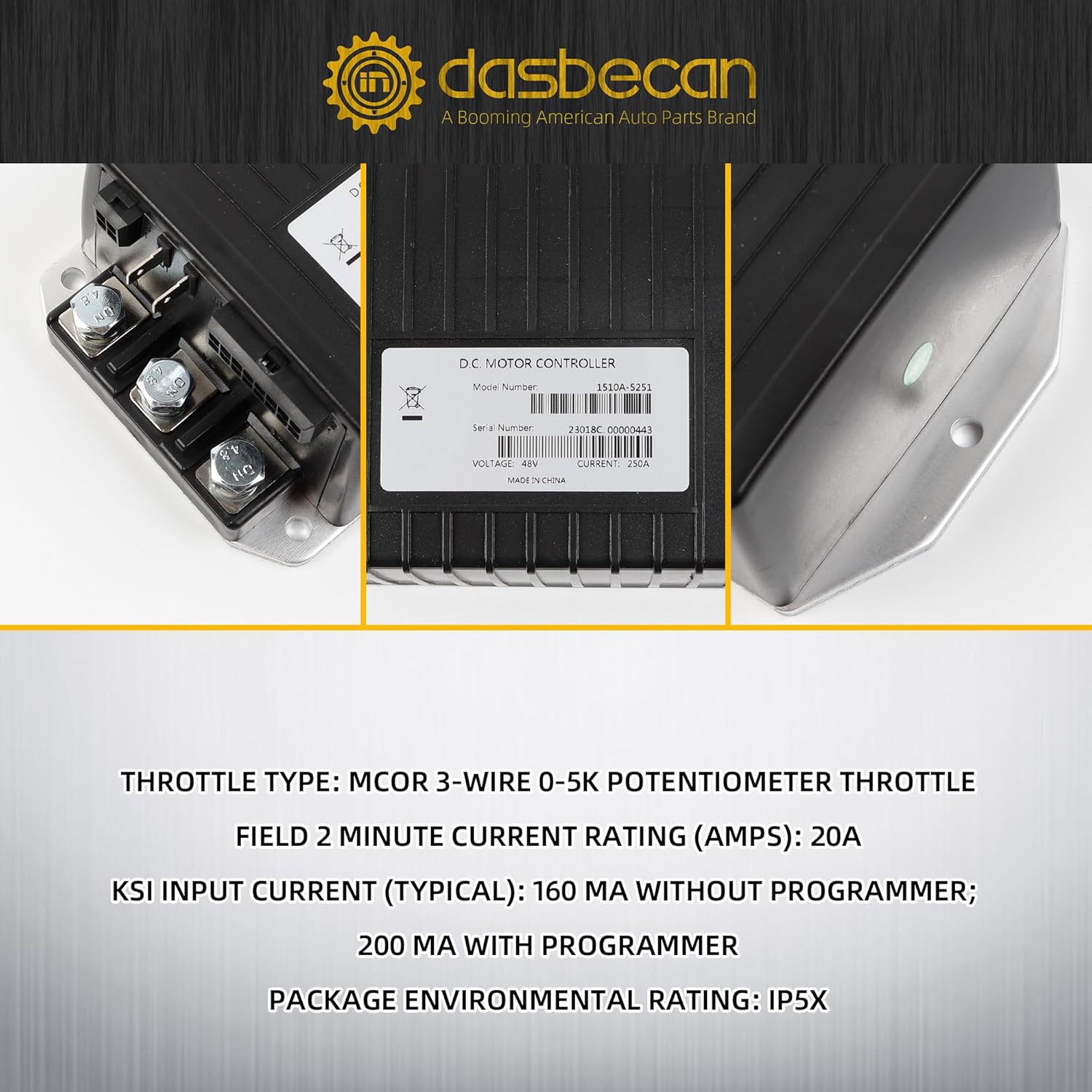 Dasbecan Golf Cart Speed Controller Replacement for 1510A-5251