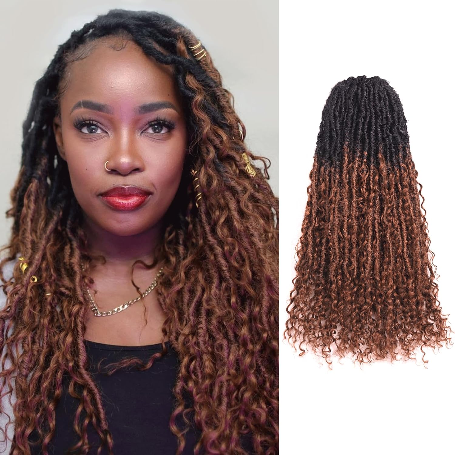 Pre-Looped Crochet Locs with Human Hair Curls