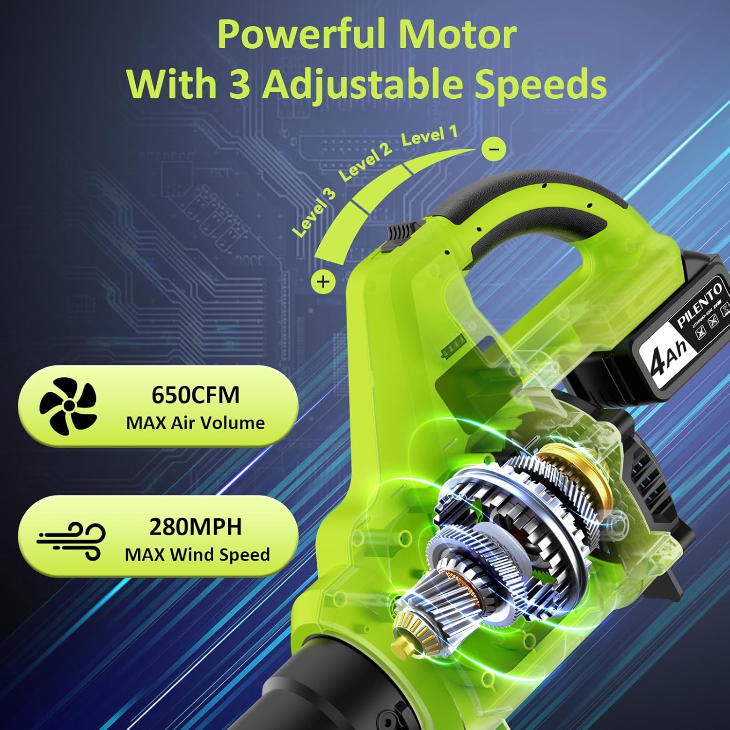 Leaf Blower with 2 x 4.0Ah Batteries