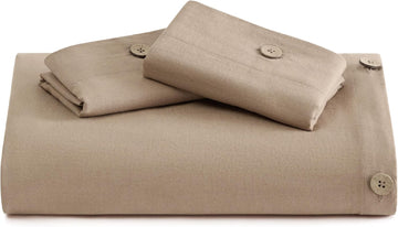 Bedsure Linen Duvet Cover King Size - Linen Cotton Blend Bedding Set, Soft & Cozy, 3 Pieces, 1 Duvet Cover 104x90 Inches and 2 Pillowcases, Brown Color Cooling Bedding, Comforter Sold Separately