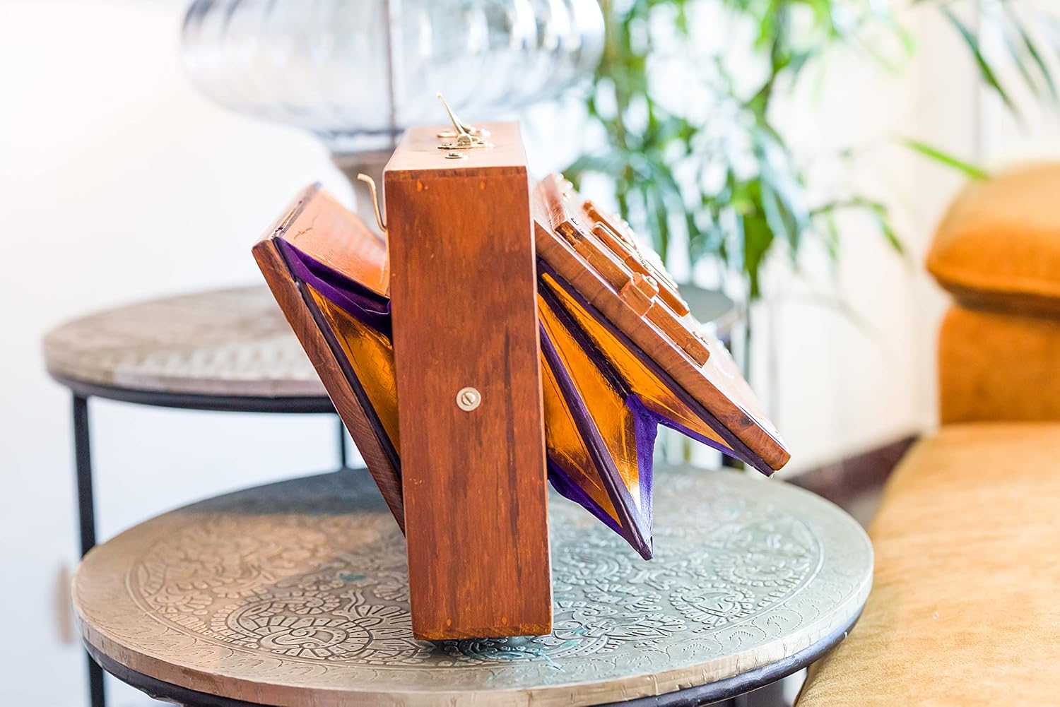 Shruti Box Maharaja Premium Teak Wood Brass 12x9x3 Inch