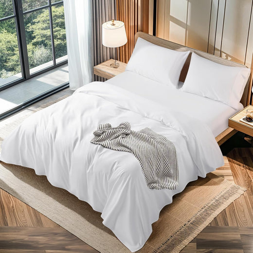LBRO2M 100% Cotton 1200 Thread Count King Size Sheets Set - Luxurious Deep Pocket Bedding