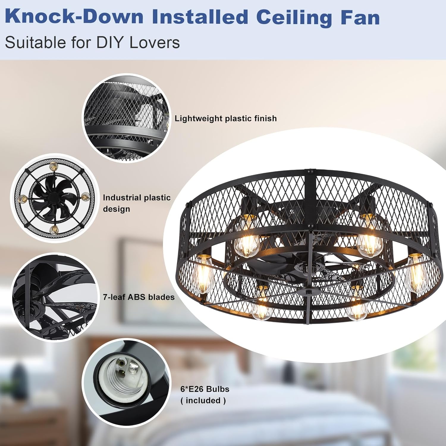 Black Metal Frame Ceiling Fan