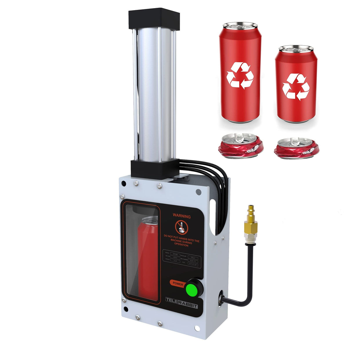 TeleRabbit TRT100A Pneumatic Can Crusher 12oz/16oz Wall Mount Factory Sealed — photo 1