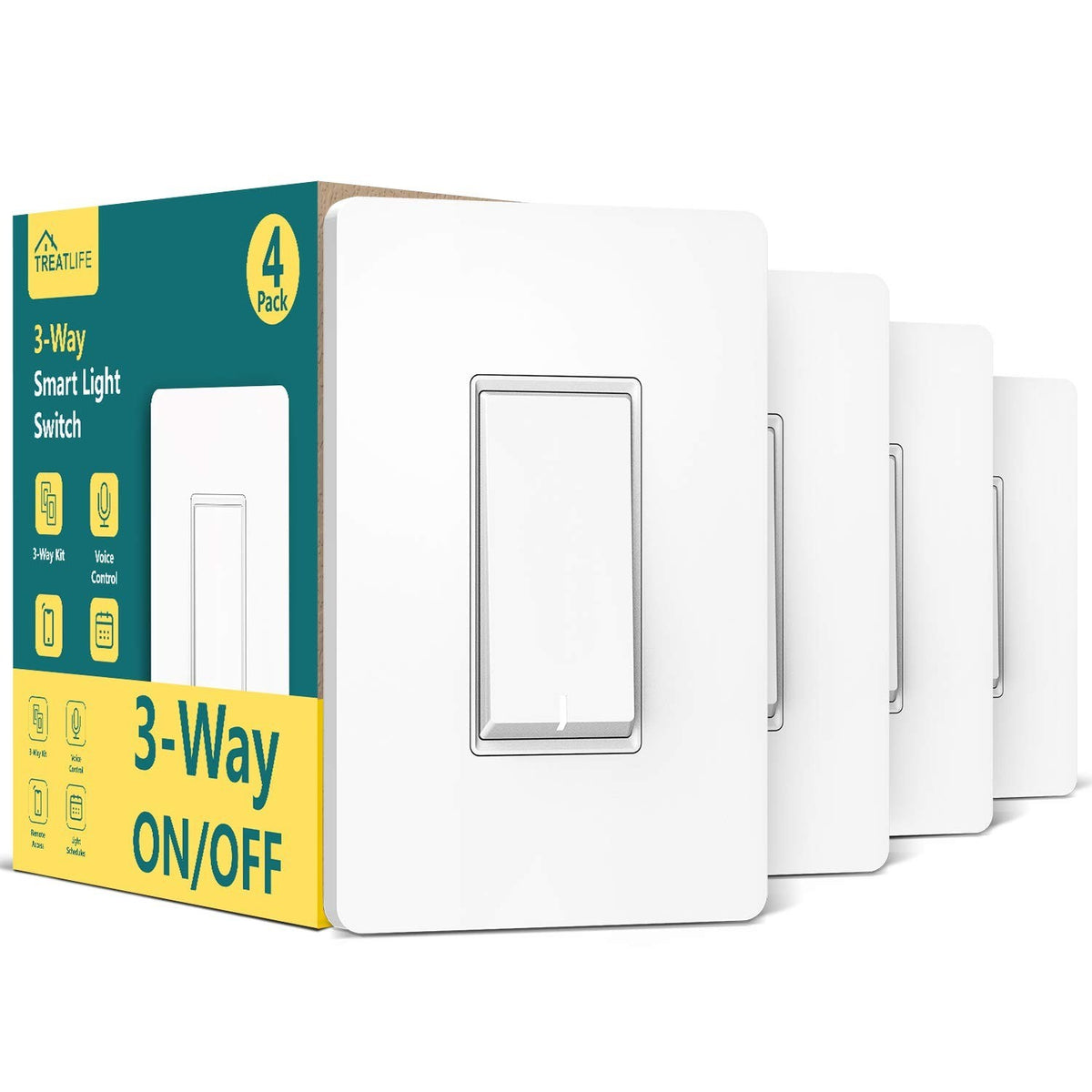 TREATLIFE 3-Way Smart Light Switch 4 Pack WiFi Factory Sealed — photo 1