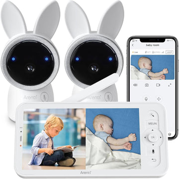ARENTI Baby Monitor with 2 Cameras, 2K Smart Baby Camera with 5'' Upgraded Wirel