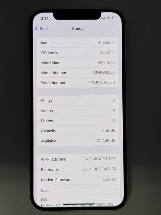 Apple iPhone 12 256GB White Unlocked Renewed