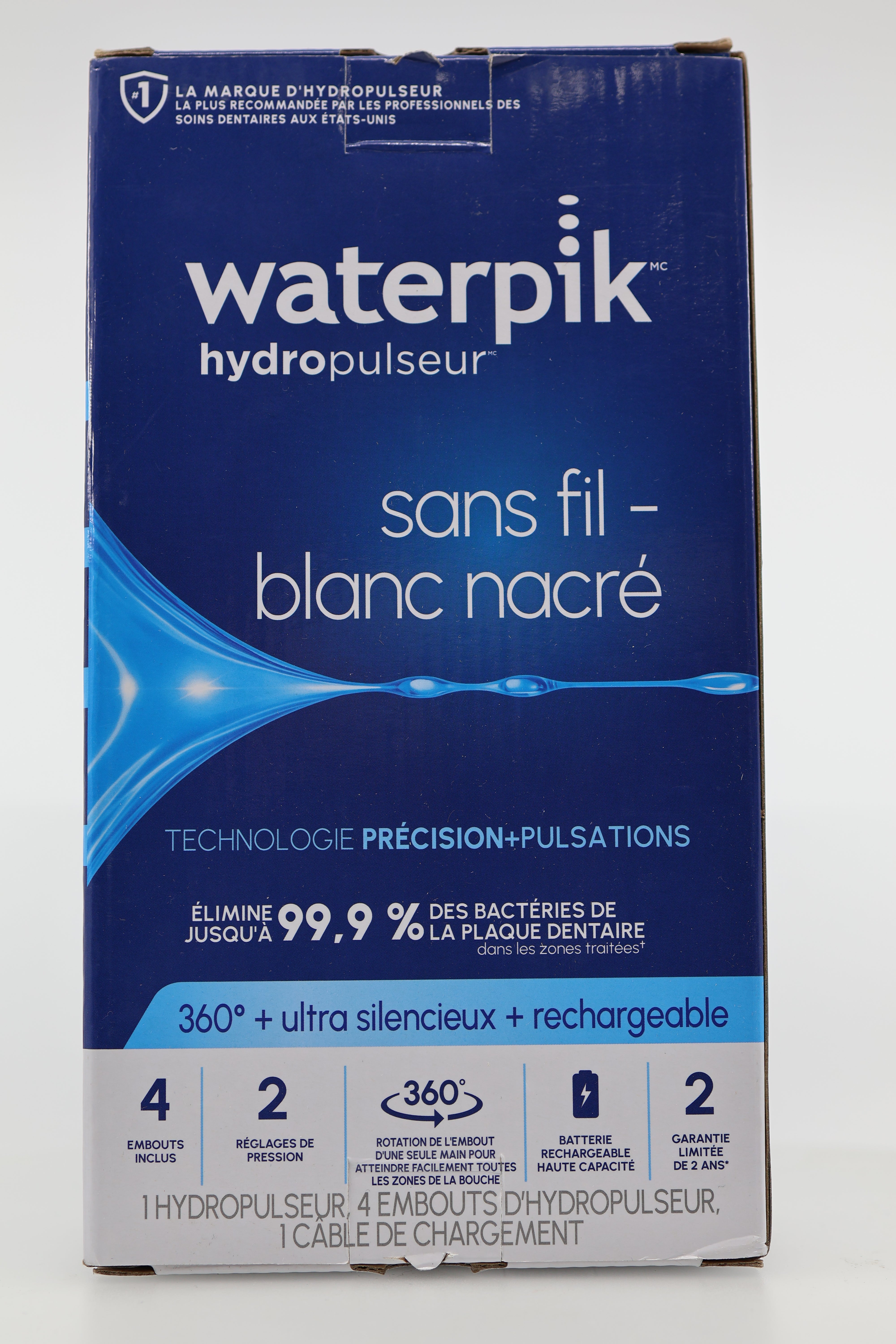 Waterpik Cordless Pearl Rechargeable Water Flosser – ADA Accepted, WF-13 White