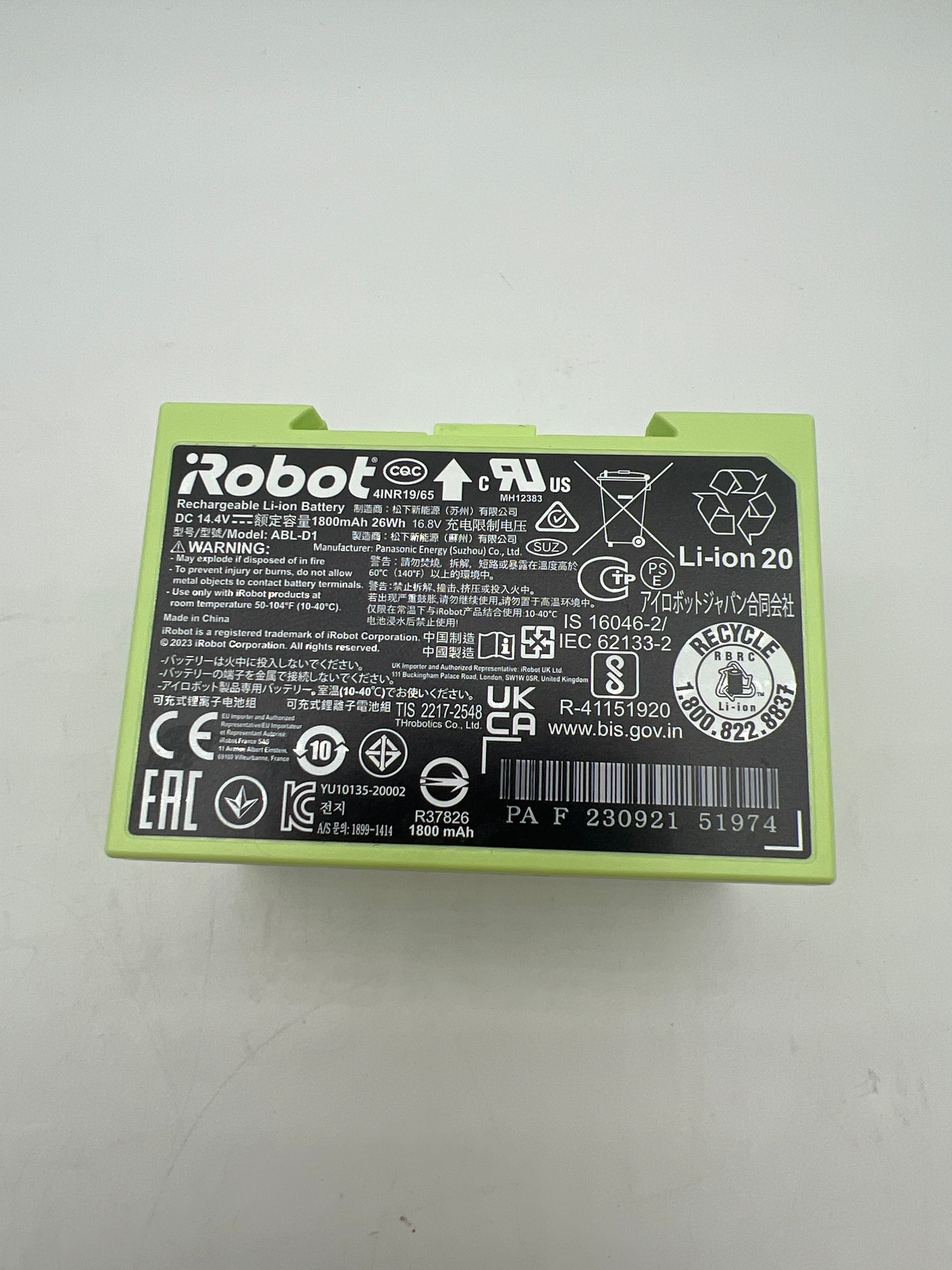 iRobot Roomba lithium-ion battery