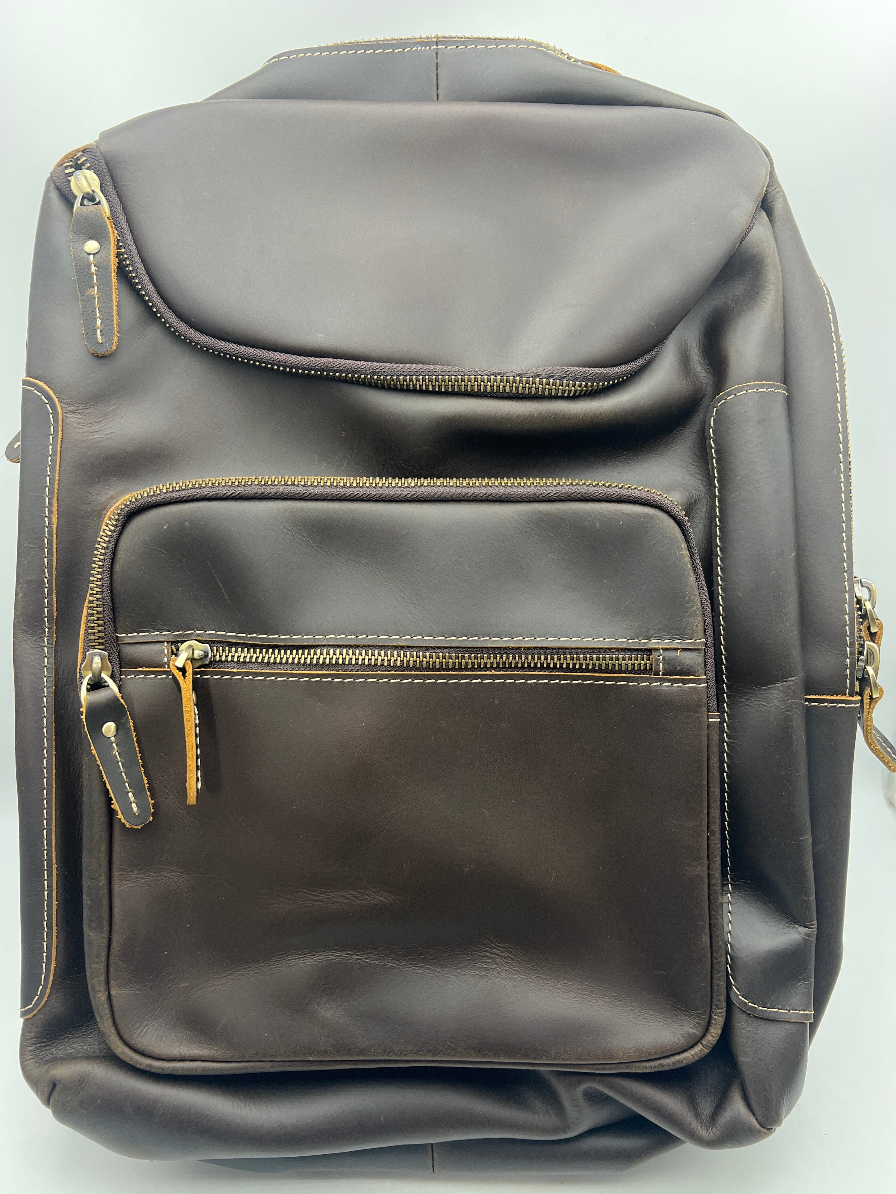 LANNSYNE Leather Backpack Front Pocket