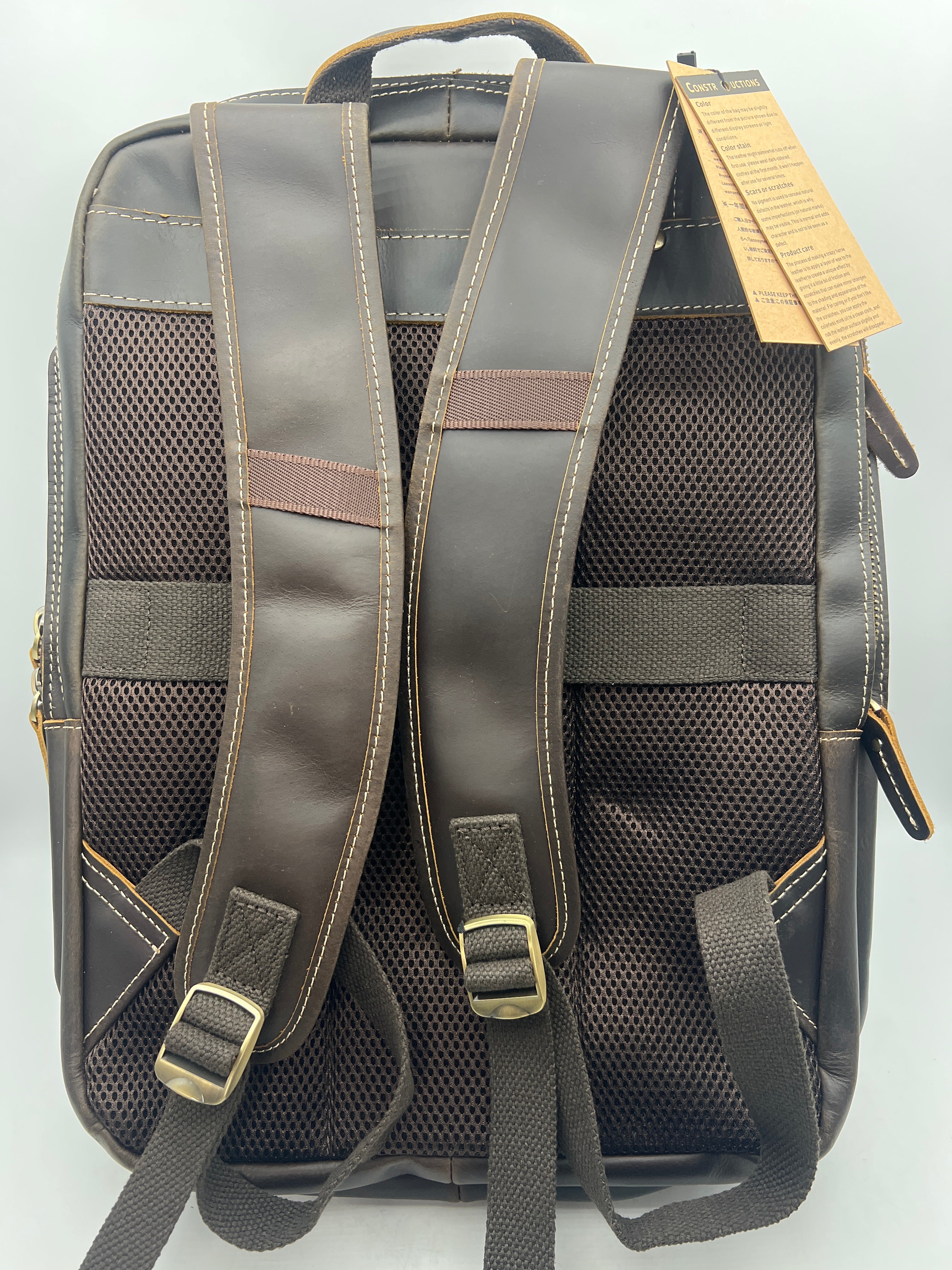 LANNSYNE Leather Laptop Backpack Side View
