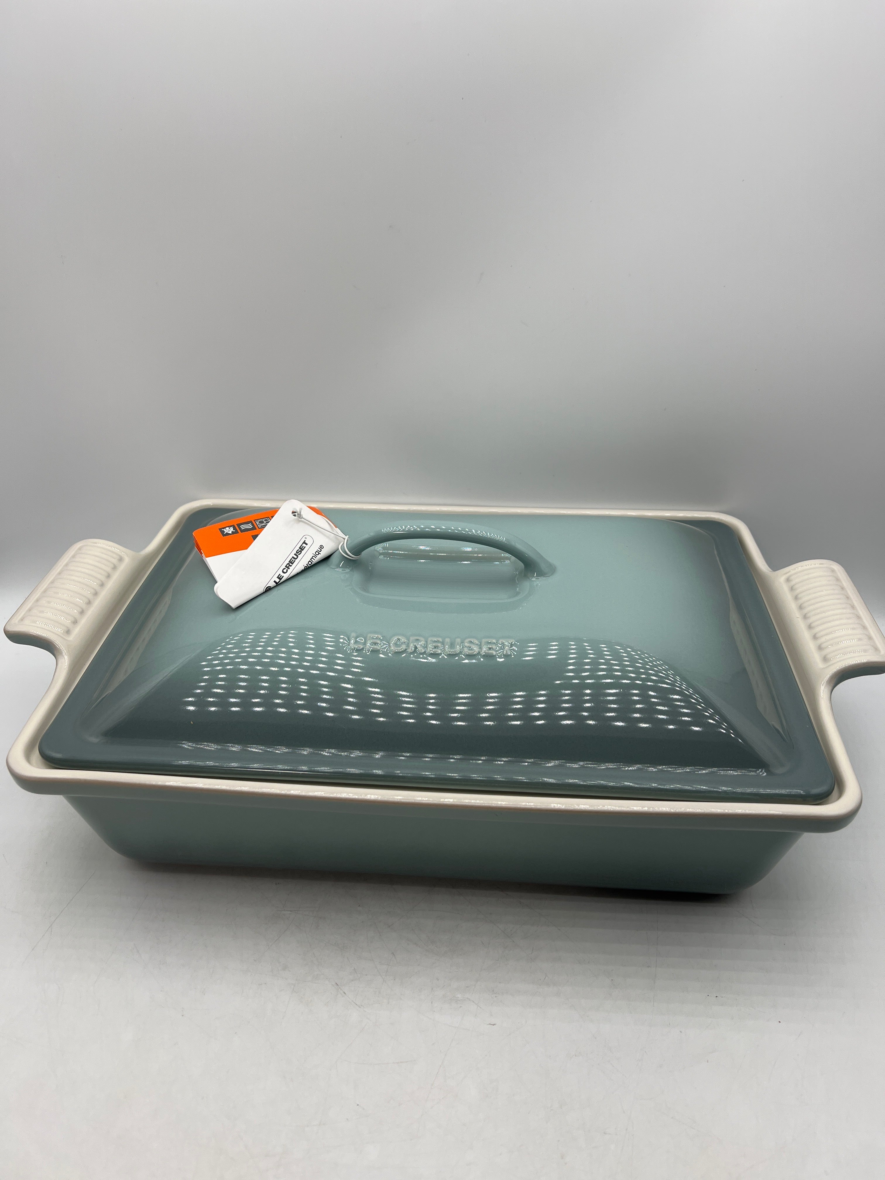 Le Creuset Stoneware Heritage Covered Rectangular Casserole, 4 qt. (12" x 9"), Sea Salt