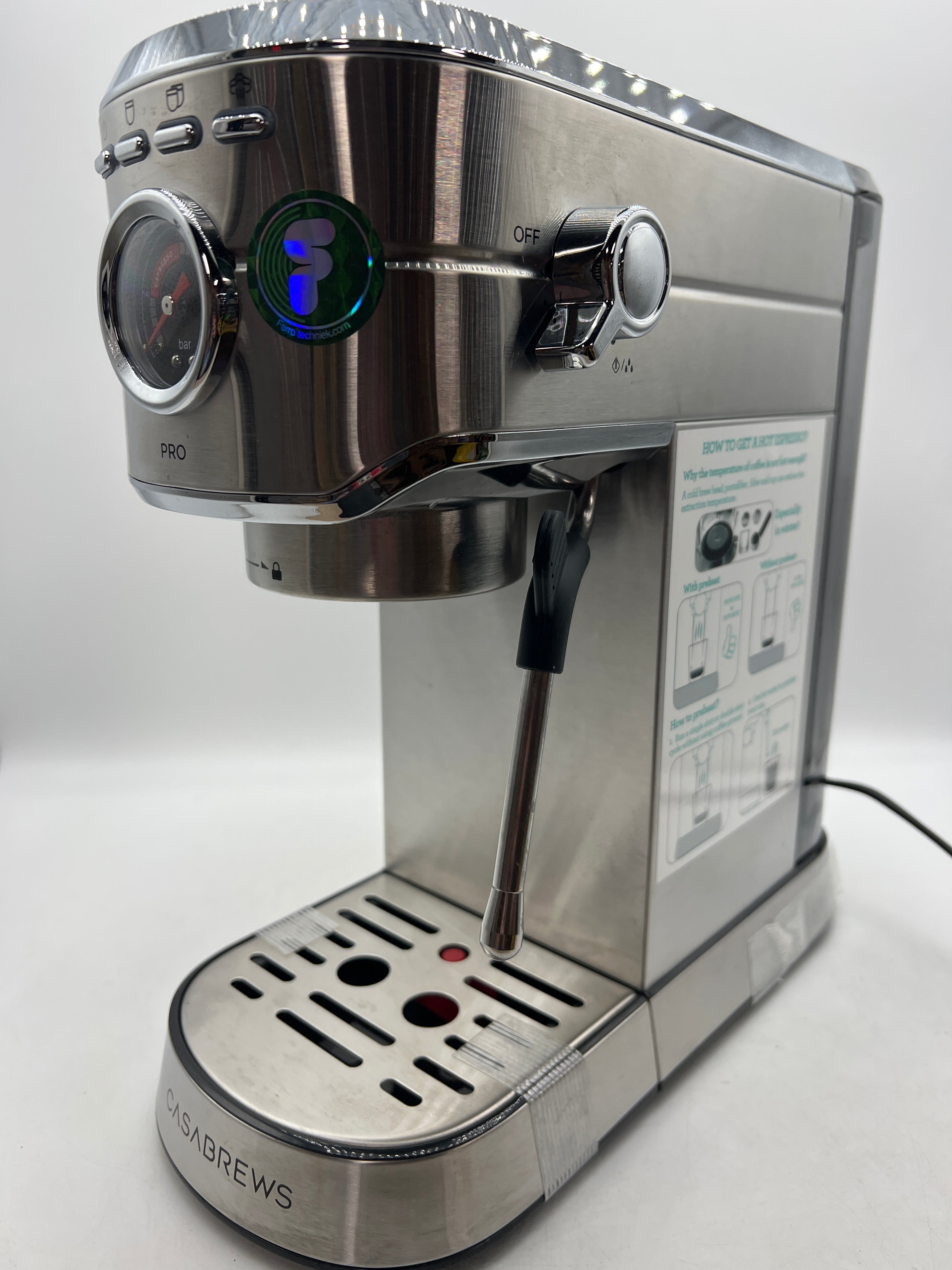 CASABREWS 5418 PRO Espresso Machine 20 Bar - Stainless Steel Coffee Maker with Fast Heating System