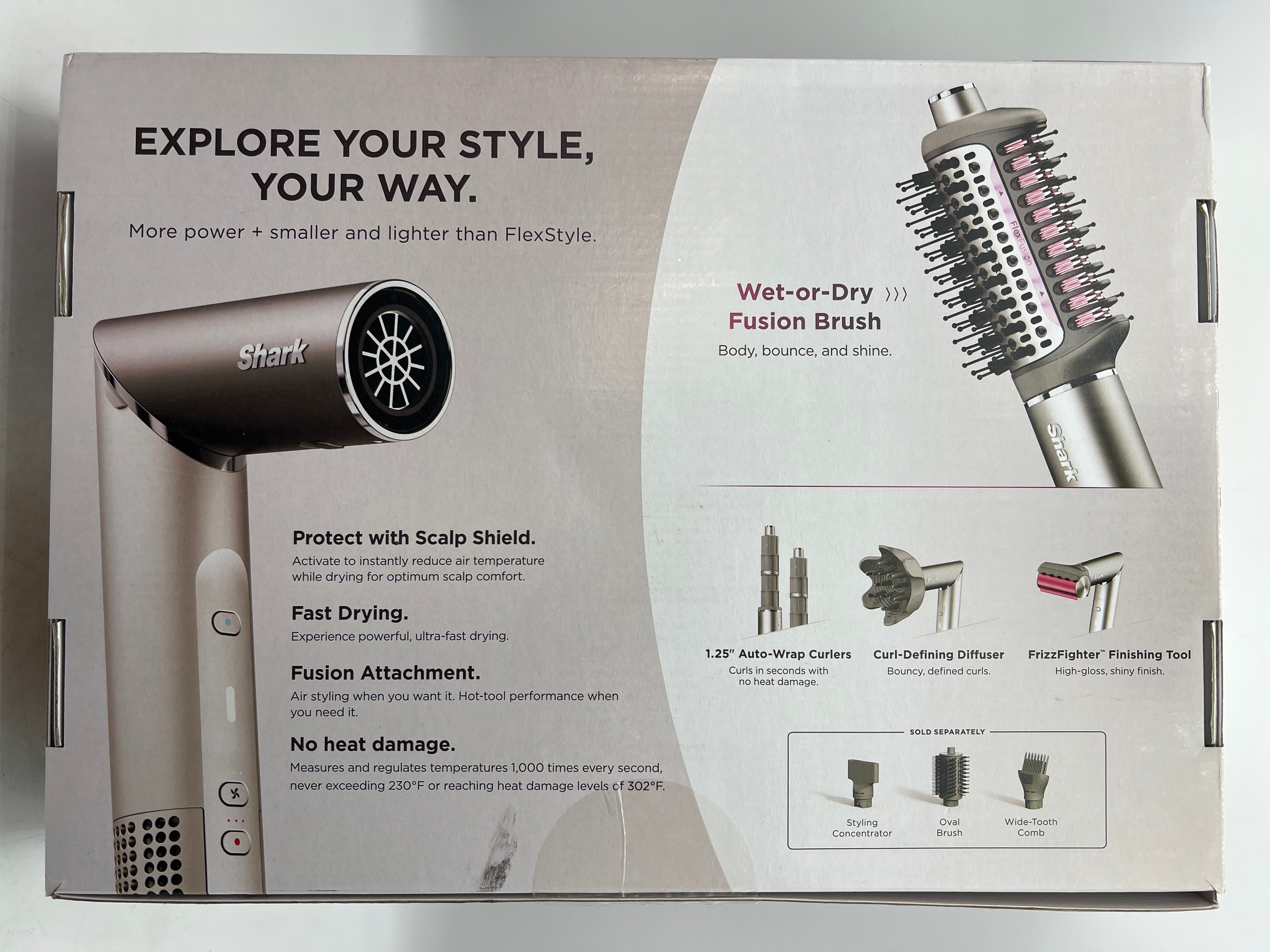 Shark FlexFusion Hair Dryer with Fusion Hair Brush, Diffuser, and Auto-Wrap Curlers