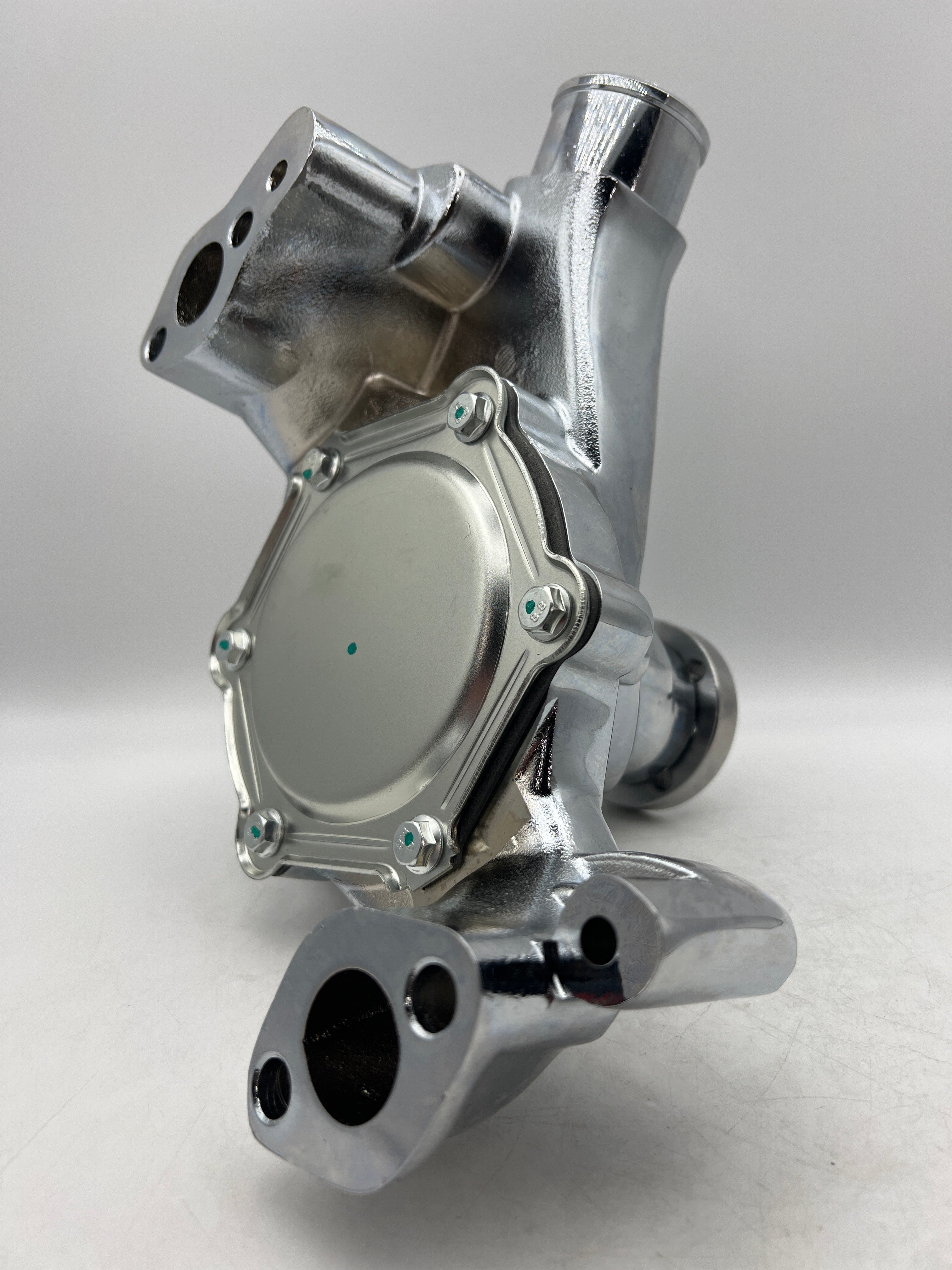 A-Team Performance Long-Style Chrome Water Pump - High-Flow Mechanical Design for Chevrolet Small-Block V8 Gen I 265-400 ci