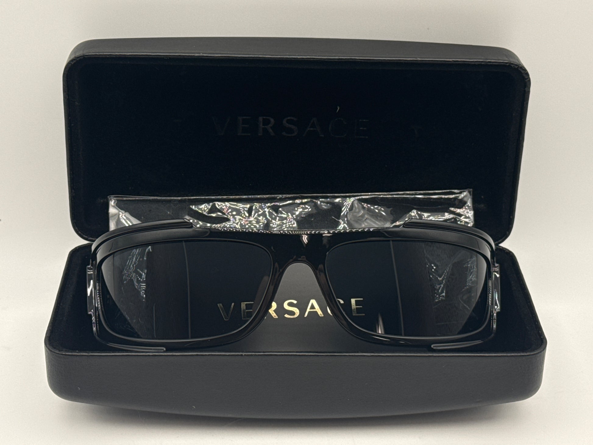 Versace Man Sunglasses Black Frame Dark Grey Lenses 67MM